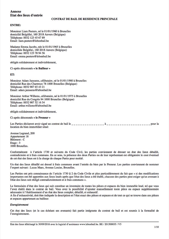 Exemple d'état des lieux - Page 1